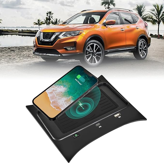 KEWISAUTO Wireless Charger for Nissan Rogue S, SV, SL, Center Console Charging Panel Fast Phone Charger Pad for Nissan Rogue T32 2014-2020/Rogue Hybrid 2017-2019/Rogue Sport 2017-2020 Accessories