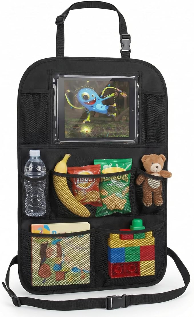 ONE PIX Backseat Car Organizer Mats Back Seat Organizers and Storage Bag with Touch Screen Tablet Holder for Kids Toddlers Car Seats, Travel Accessories, Road Trip Essentials Kids