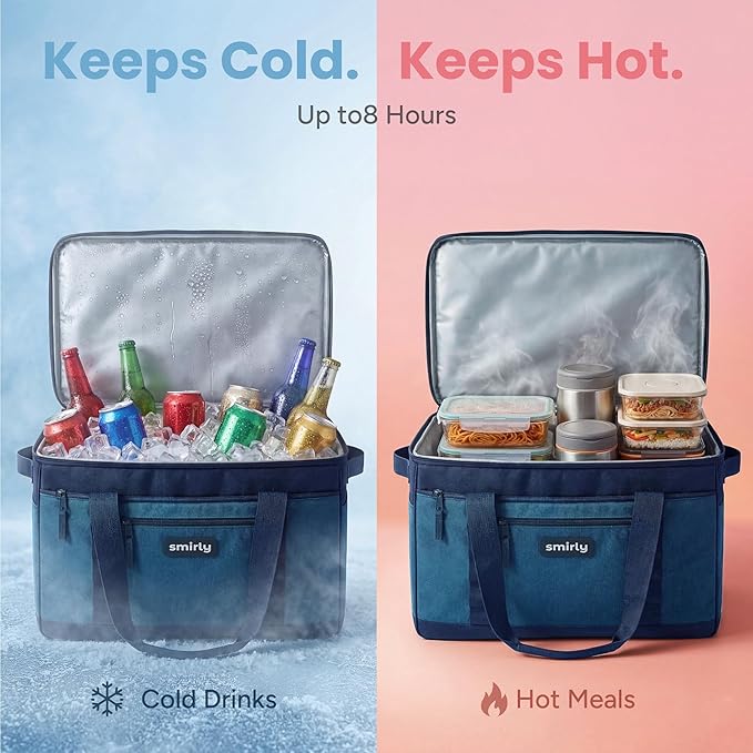 SMIRLY Cooler Bags Insulated – Collapsible Cooler, Portable Leakproof and Soft Sided - Large Foldable Ice Chest for Camping, Beach, Travel, Picnic, Car, Grocery