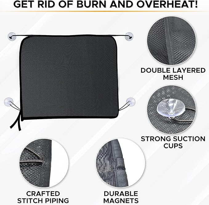 EcoNour Magnetic Car Side Window Sun Shade (1 Pack) | Rear Window Sunshade Covers & Blocks UV Rays | Baby Shades for Side Windows Ensures Privacy Protection | Baby Car Travel Accessories (26"x19")