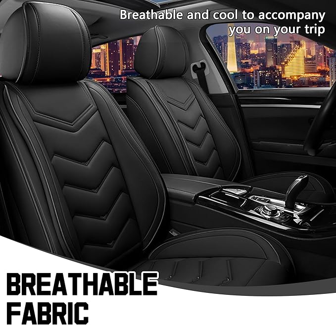 CTDS Car Seat Covers for Hyundai Kona 2018-2026, Stylish Sport Seat Cover, Premium Nappa Leather Car Seat Cover. Automobile Seat Covers Sets.(Standard 2 Seats/Pure Black)