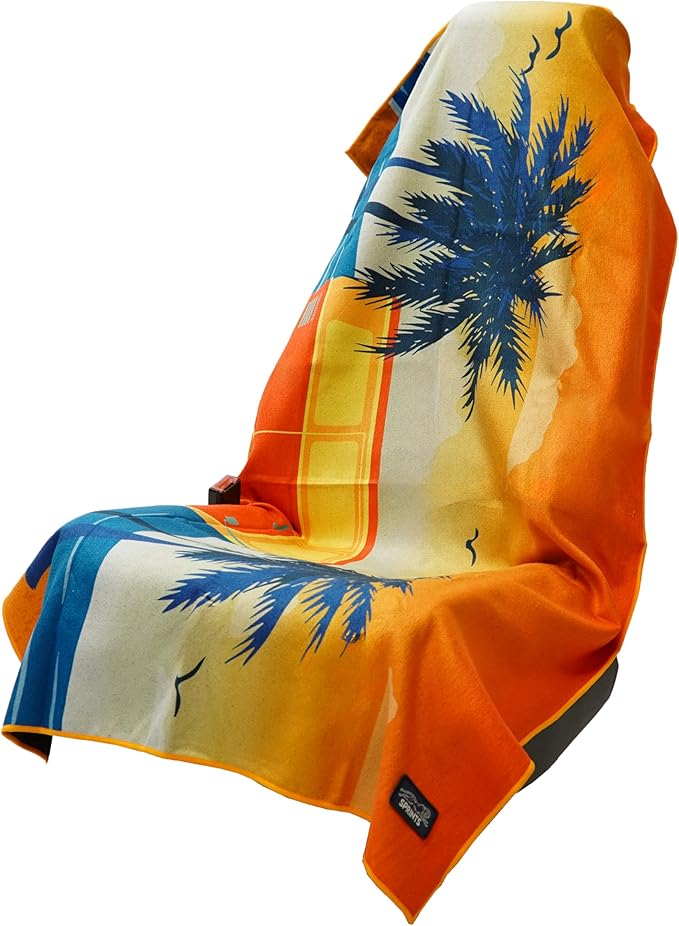 Sprints Athletic Running Towel, Full-Sized, Car Seat Cover - Performance Microfiber (Retro Sunset)