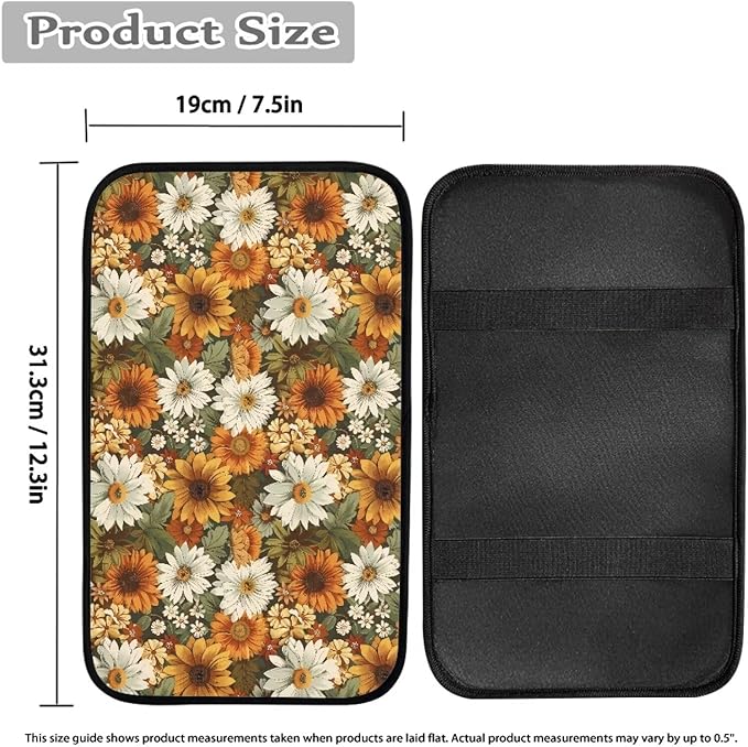 Cute Floral Arm Rest Cushion Pads for Vehicle Arm Rest Cushion Pads Anti-dust Dog & Cat Paws Protector Universal Fit for SUV/Truck/Vehicle