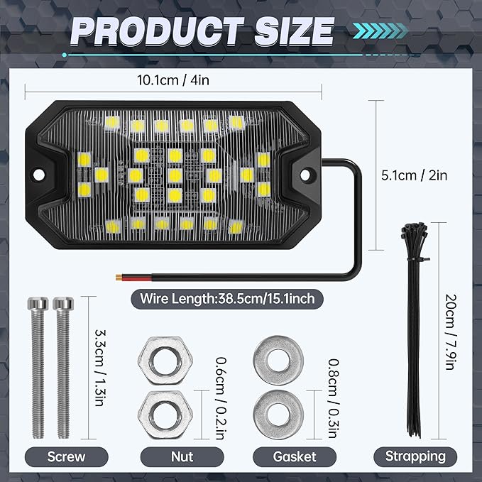 20 Pods Pure White Rock Lights 6000K Pure White 27 LEDs Super Bright LED Underglow Neon Light, 10m Extension Wire, IP68 Waterproof for Trucks Pickup SUV UTV ATV RZR Car Boats
