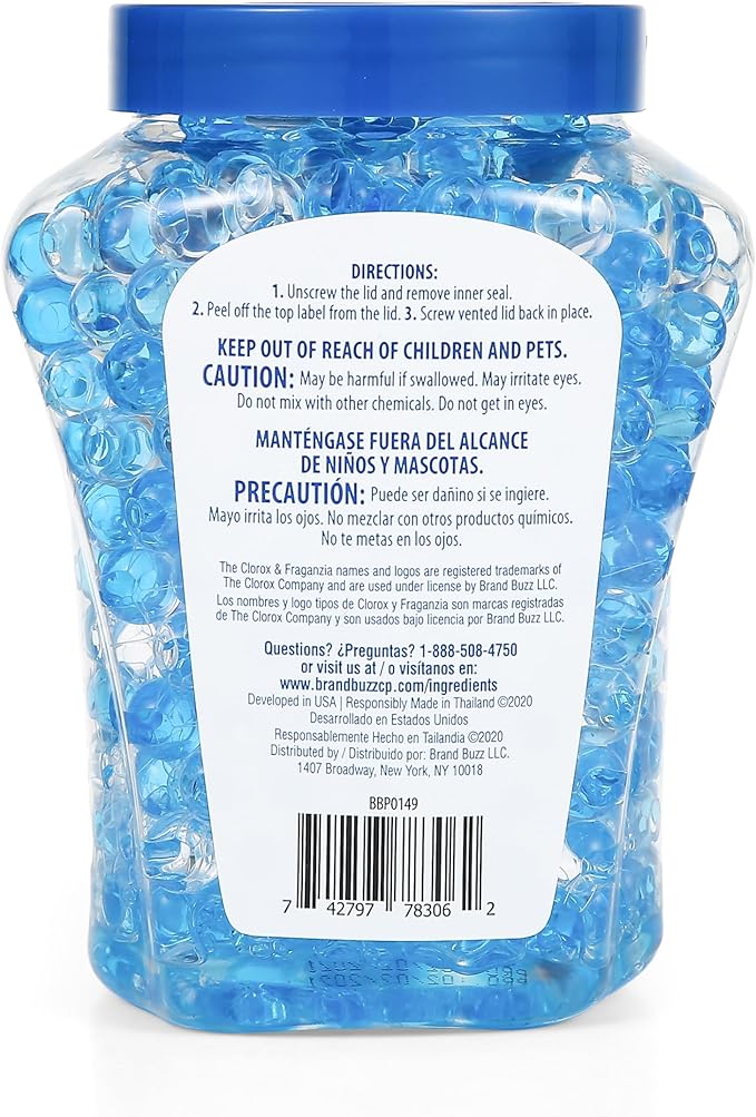 Clorox Fraganzia Crystal Beads Air Freshener, Long Lasting Room Deodorizer and Odor Eliminator Gel Beads to Freshen Home, Car, or Office, Morning Sky Scent, 12 Fl Oz - 12 Pack