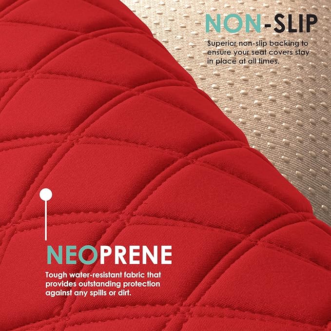 FH Group Car Seat Cover Cushion - Cars Trucks SUV, Neosupreme Car Seat Cushions, Waterproof Car Seat Cover Cushion, Universal Fit Car Seat protector Rear Set Red