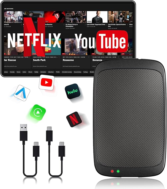 Magic Box 3.0 Support YouTube/Netflix, 2025 Upgraded 4 in 1 Wireless CarPlay Adapter, Smart Netflix carplay Adapter Ai Box, Car Video Box