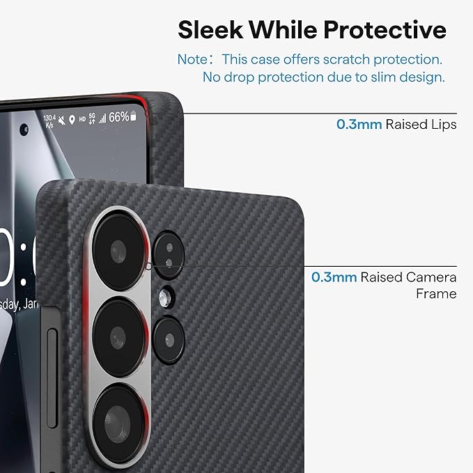 pitaka for S25 Ultra Case 6.9 Inch, Compatible with MagSafe, Slim & Light Samsung Galaxy S25 Ultra Case, 600D Aramid Fiber Made [Ultra-Slim Case - Black/Gray]