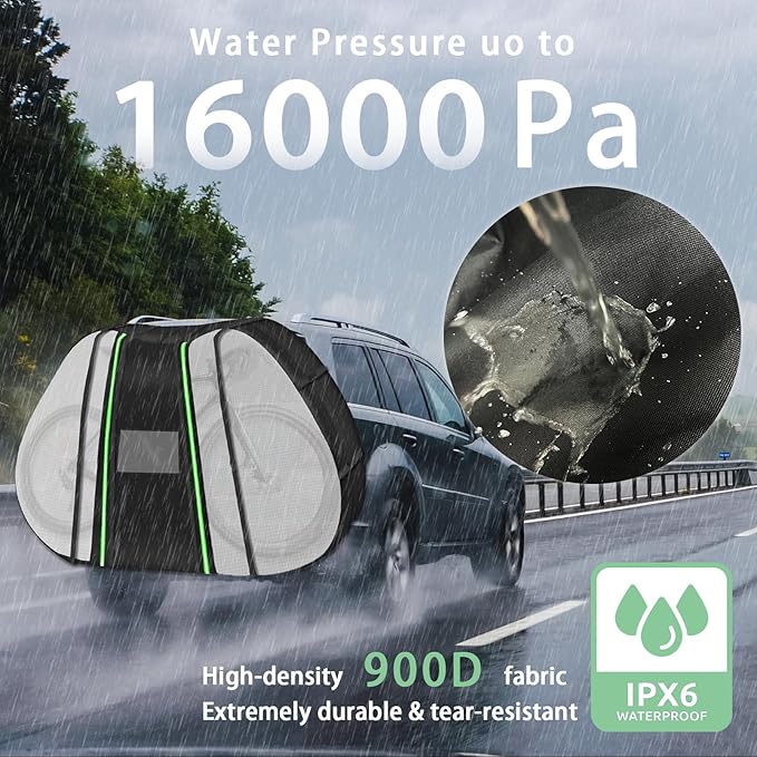 JUIN Bike Cover for Transport on Rack: 900D Waterproof Heavy Duty Bicycle Cover for Single Bike on Car Hitch Storage - Rear Outside Tarp for Outdoor Travel - Clear