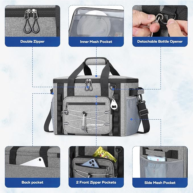 Maelstrom Soft Sided Cooler Bag, 30/40 Can Collapsible Insulated Ice Chest, Large Leakproof Portable Storage for Camping, Travel, Kayaking & Beach