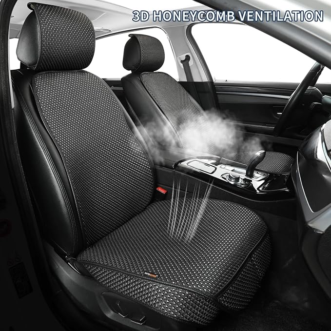 Auto Newer Car Seat Cover,Breathable Front Car Seat Cushion,Comfortable Car Seat Protector,Anti-Slip and Full Wrap Driver Car Seat Protector with Storage Pocket,Universal All Seasons(Black,1PCS)