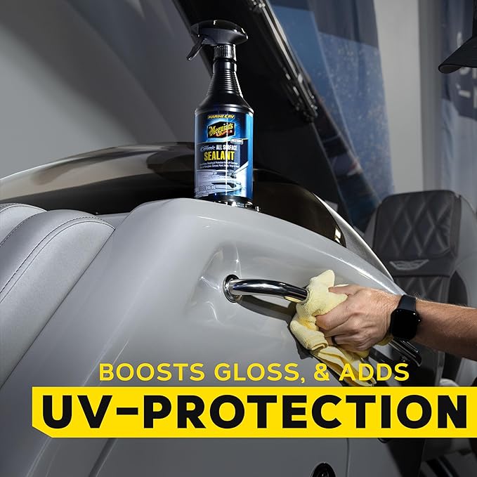 Meguiar's Marine & RV Hybrid Ceramic All Surface Sealant - Premium Fiberglass and Gel Coat Sealant that Boosts Gloss, Beading & Protection from UV Damage - Easy to Apply and Wipe Off – 32 Oz Spray