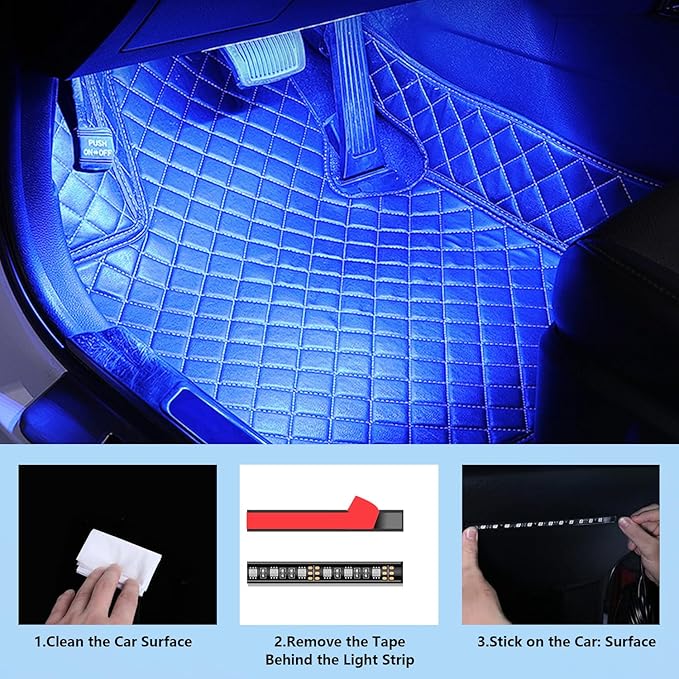Interior car Lights,Ambient Lighting car Interior,car footwell Lights, APP Control 16 Million Colors Music Sync, DIY Mode Multicolor LED Interior Lights for Cars, Trucks, SUVs, 5V USB Power