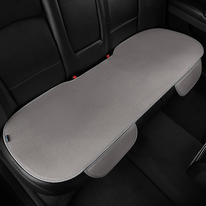 All Season Rear Bench Car Seat Covers Grey - Breathable Car Seat Protectors with Anti Slip Bottom - Durable Auto Seat Cushions Universal Fit for Vehicles Cars SUV Trucks Size M