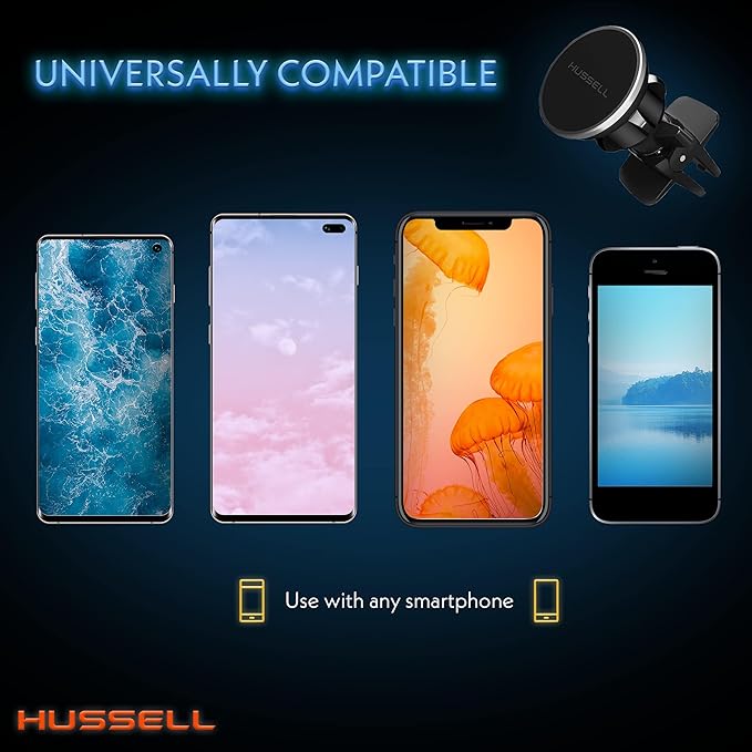 HUSSELL Magnetic Phone Car Mount, Air Vent Phone Mount for Car 360° Adjustable Universal Magnet Phone Holder - Compatible with Any Cell Phone, iPhone Galaxy LG Huawei