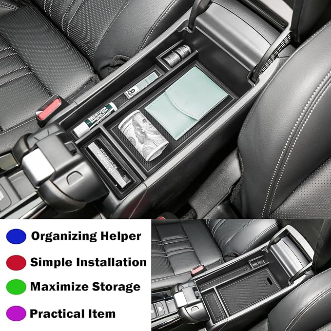RUNROAD Center Console Organizer Tray Compatible with Honda HR-V 2023 2024 2025 2026 HRV Accessories, ABS Console Organizer Armrest Storage Box Coin Holder, Black