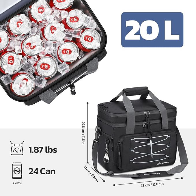 Maelstrom Portable Collapsible Soft Cooler Bag – 24/30/60 Cans Double-Deck Leakproof Ice Chest for Beach, Camping & Grocery