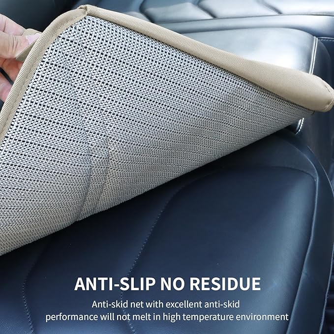 Car Seat Protector Leather Waterproof Child Safety Seat Protector Cover with Thick Pad and 2 Large Pockets Durable Kick Mat for All Auto Seat (Beige)