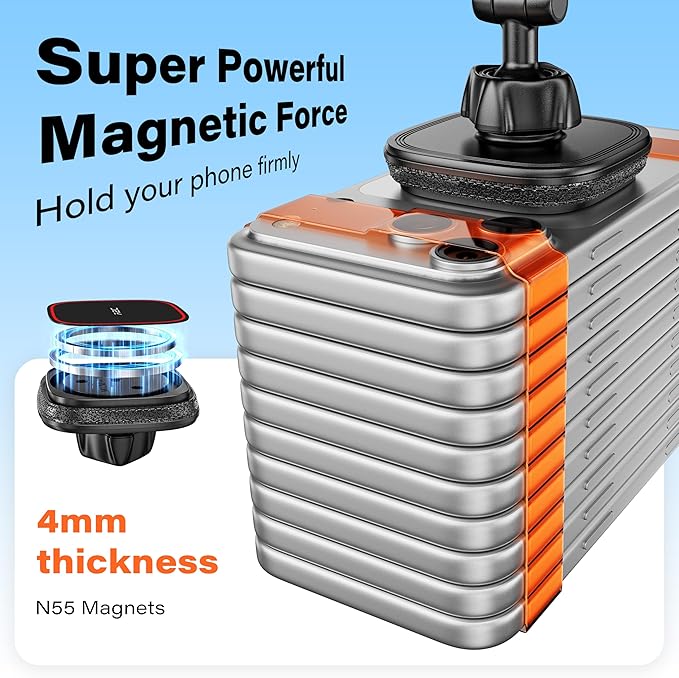 APPS2Car for Magsafe Car Mount, Dual-Axis Adjustable Magnetic Phone Holder for Car with Large 3.15" x 3.15" Adhesive Base, Fit Most Flat & Micro-Curved Dashboard, Compatible for iPhone 12-17 Series
