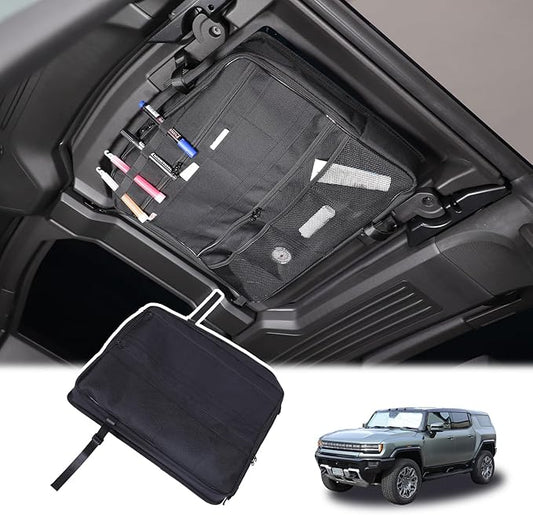 Roof Organizer Bag Storage for Hummer EV Accessories Sunroof Rooftop Panel Waterproof Foldable Heavy Duty Hardtop Cargo Carrier Bag Overhead for Hummer EV SUV Pickup 2022-2025 2026 (Rear Roof-Left)