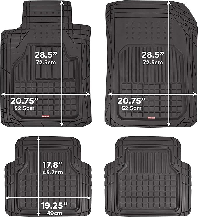 Motor Trend FlexTough Rubber Car Floor Mats and Rear Cargo Trunk Liner Mat, Full Set Trim-to-Fit Performance Heavy Duty Auto SUVs Trucks Cars Vans, Non-Slip Deep Dish Grid Weatherproof Waterproof