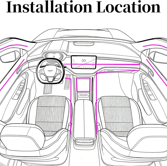 DIBMS APP Controlled 5-in-1 RGB 16 Million Color Options Interior Car LED Strip Lights, 236 inches Fiber Optic Ambient Lighting Kit with Music Mode, Universal Fit for Cars, Trucks, SUV Dashboard