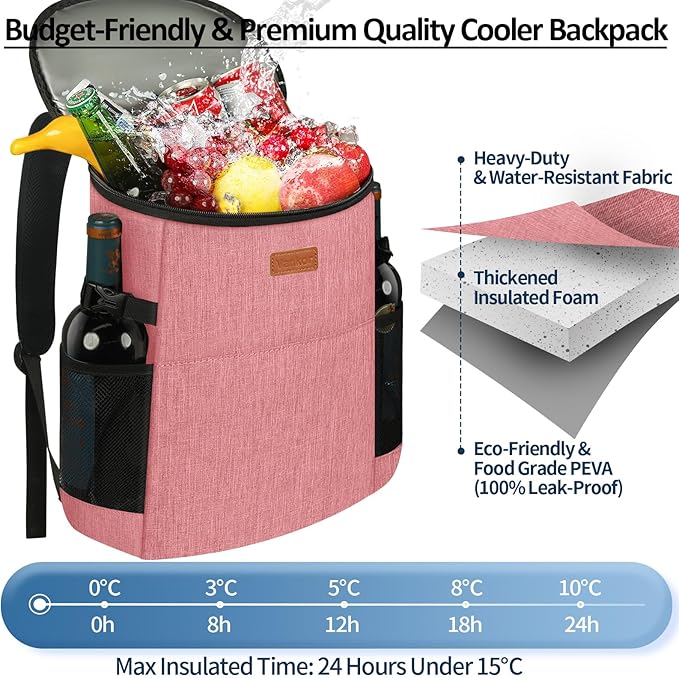 Camping Cooler Backpack 30 45 Cans, Soft Backpack Coolers Insulated Leak Proof Travel Cooler Bag Waterproof Lunch Picnic Beach Work Trip Thermal Bag Drink Beverage Beer Bag Cooler