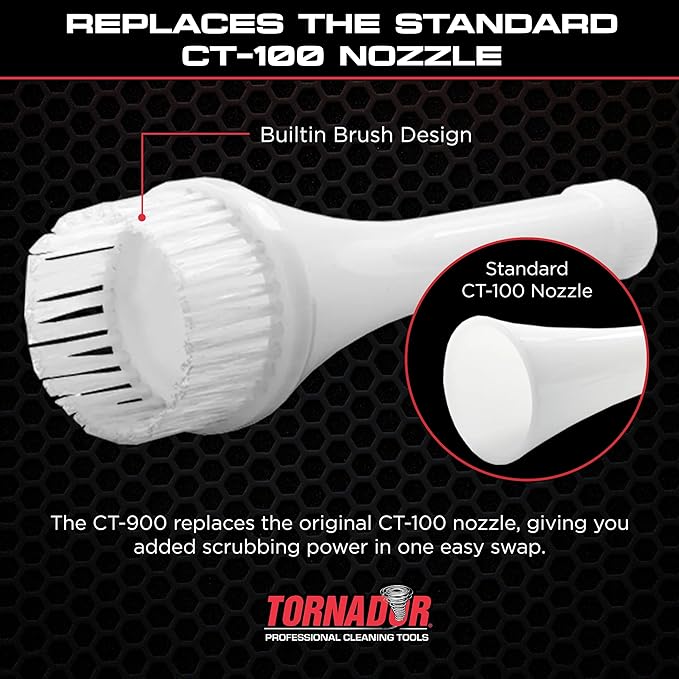 Tornador Z-014 Air Blow Out Tool Bundle | Includes CT-900 Brush Cone | High-Velocity Air Blowout with Brush Agitation | Professional Detailing for Vents, Carpet & Upholstery