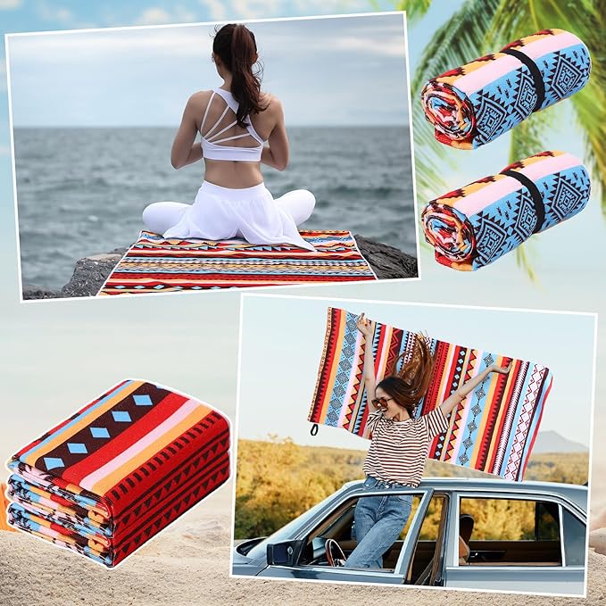 Hahafelt Car Seat Towel Covers Christmas Car Accessories Gifts Athletic Running Towel Performance Microfiber Post Workout Sweat Washable Cover Non Slip for Seat Outdoor Sport(Tribal)