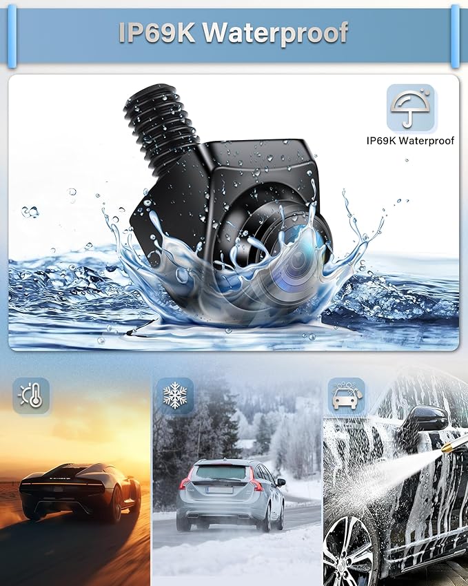 Backup Camera【 Switchable Button】 Support AHD 1080P/720P/CVBS/PAL, 170° Wide Angle, Super Clear Night Vision, IP69 Waterproof Reverse Camera, Front/Side/Rear View Camera for Cars/Trucks/SUVs/Vans