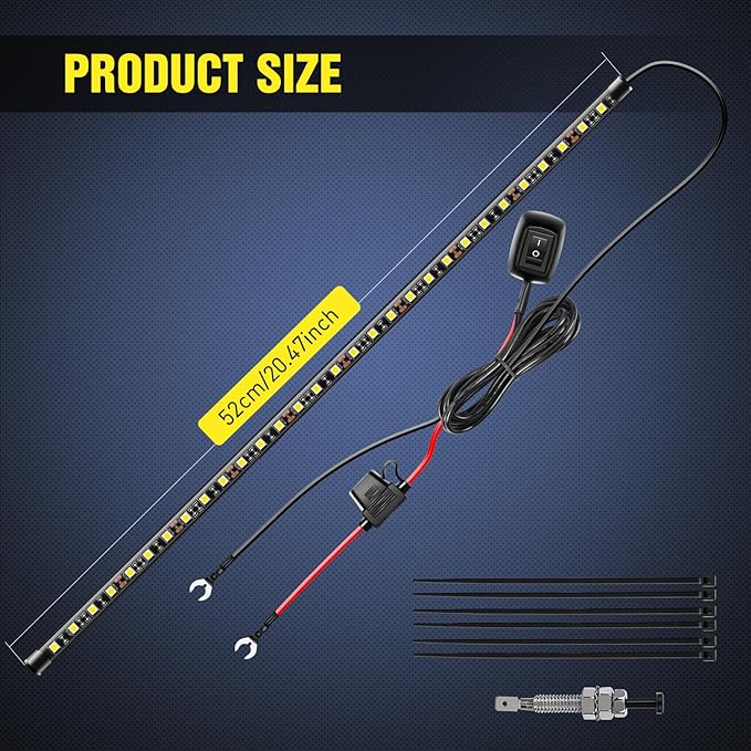 Nilight Under Hood Light Strip 30LED Waterproof Underhood Work Light with On/Off Switch Blade Fuse Engine Bay Repair Light White 12V for Car Truck SUV