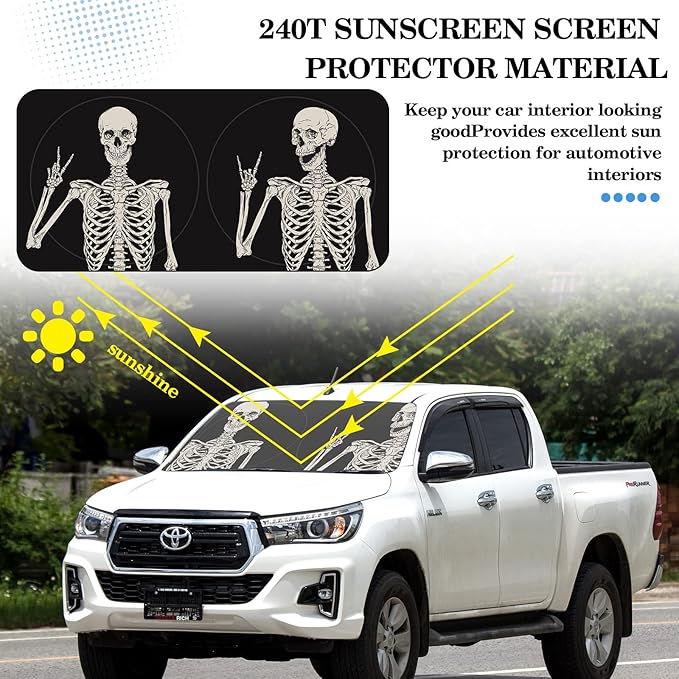 Windshield Sun Shade Foldable Car Front Window Covers for Car Accessories Sun Heat UV Rays Visor Protector Protection for Universal Cars SUV Truck(Skeleton)