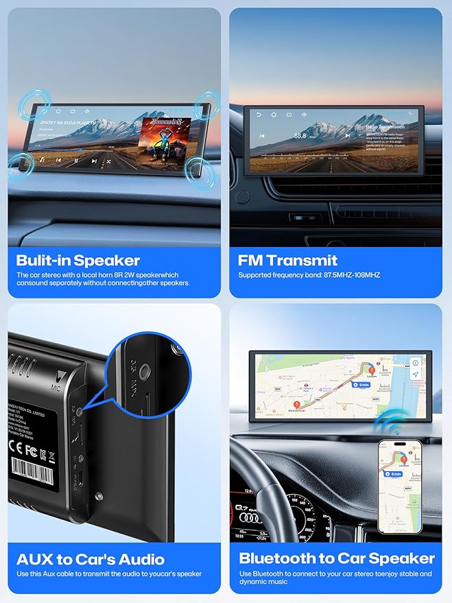INNOVV V1 10.3" Wireless CarPlay & Android Auto, for Cars Without Factory CarPlay, True Plug & Play Magnetic Detachable, HD IPS Display, GPS Navigation, Fits All Cars