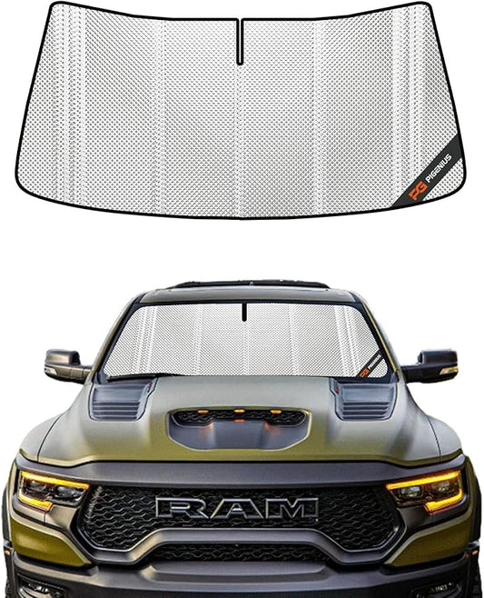 Windshield Sun Shade for Ram 1500 2009-2018, Ram 1500 Classic 2019-2024. Full Coverage Rearview Mirror Shade for Ultimate Protection