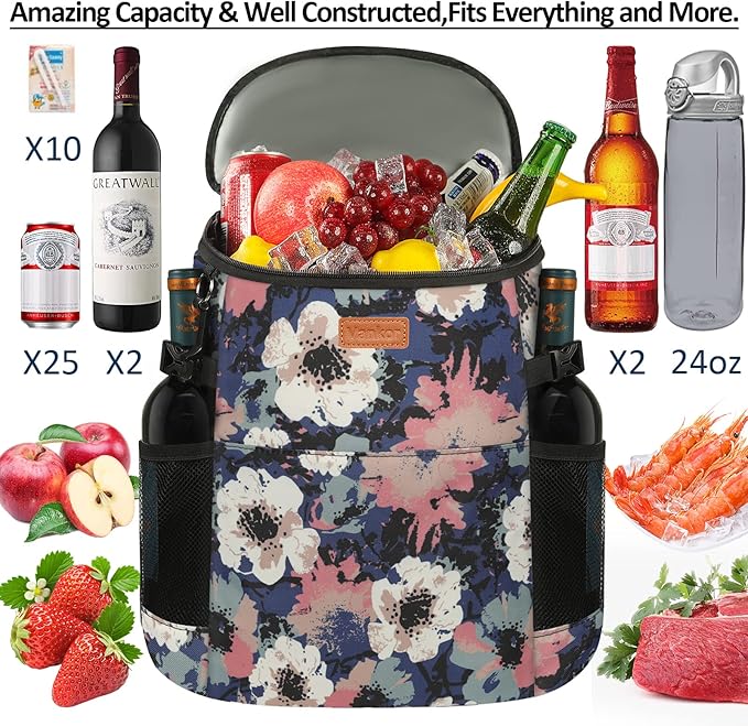 Camping Cooler Backpack 30 45 Cans, Soft Backpack Coolers Insulated Leak Proof Travel Cooler Bag Waterproof Lunch Picnic Beach Work Trip Thermal Bag Drink Beverage Beer Bag Cooler