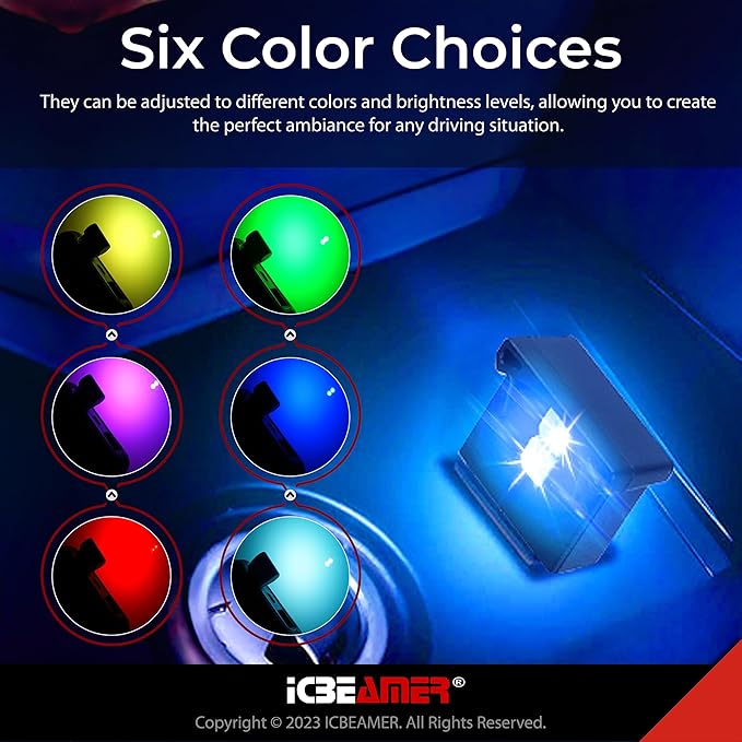ICBEAMER Smart USB 1-Pack (Blue) | Auto LED Interface Plug-in Miniature Night Light for Car, Van, Pickup, Truck, Interior, Trunk, Ambient Atmosphere Lighting