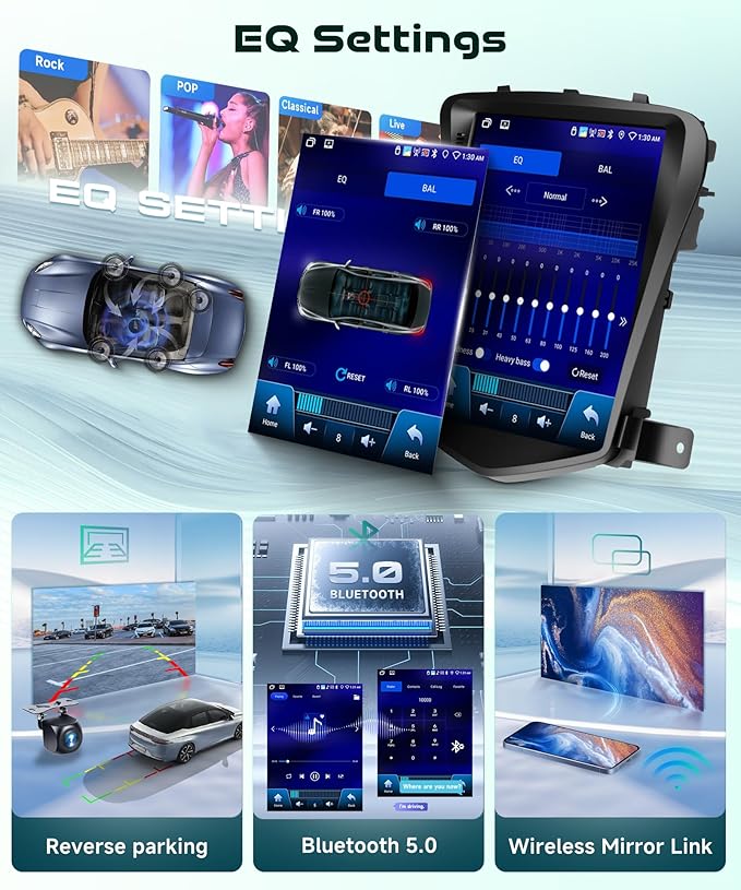 4G+64G Car Radio Stereo for Chevrolet Cruze 2009-2015 with Wireless CarPlay Android Auto,Tesla Style 9.7 Inch IPS Touch Screen Android 13 GPS WiFi Bluetooth DSP Audio USB Dual Mic HD Rear Camera