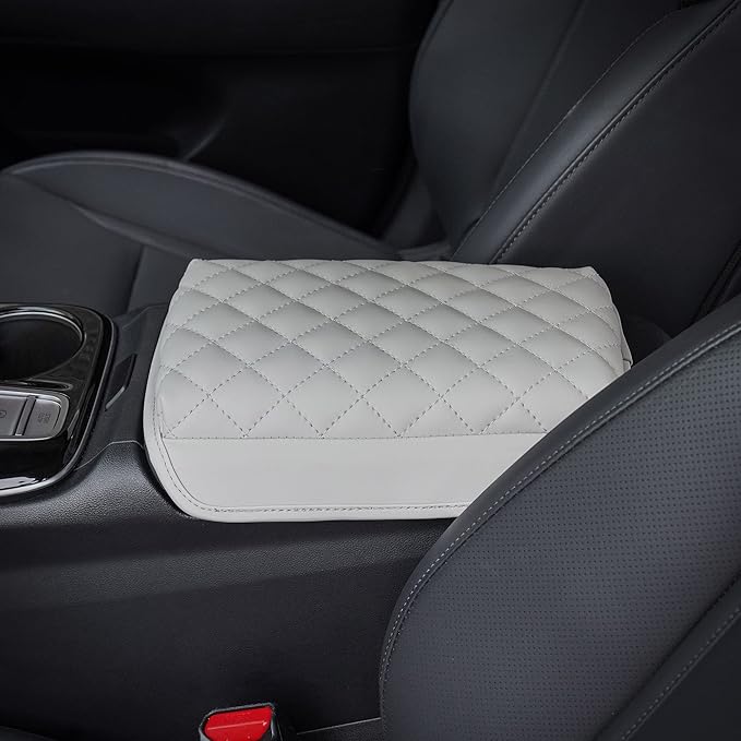 KMMOTORS Tucson(NX4) 2021~2024 Center Console Cover Light Gray, Armrest Cushion, Tucson Accessories, Vegan Leather, Console Lid Protector