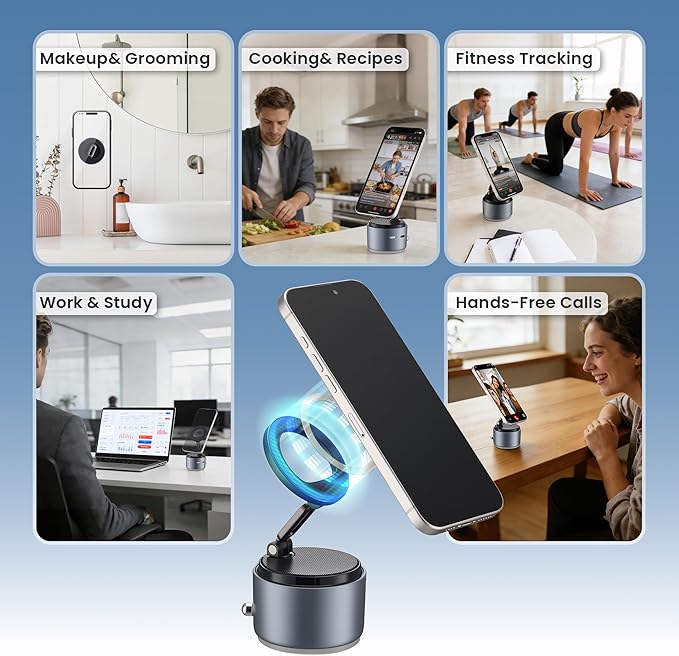 Phone Holder for Magsafe with Wireless Bluetooth Speaker, Cell Phone Stand HD Surround Sound Perfect for Home and Outdoors with Bluetooths Speakers for Desk Compatible with iPhone/Samsung