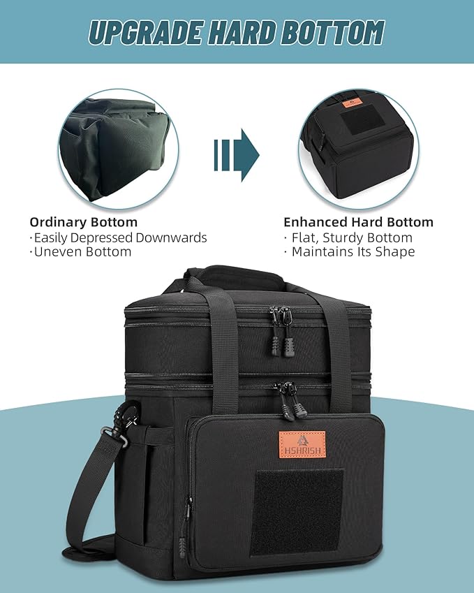 HSHRISH Lunch Box for men, Large Expandable Insulated Lunch Bag, Durable Waterproof Leakproof Tactical Cooler Bag for Adults Men to Work Picnic Beach Day Trips, 24 Cans/16 L, Black