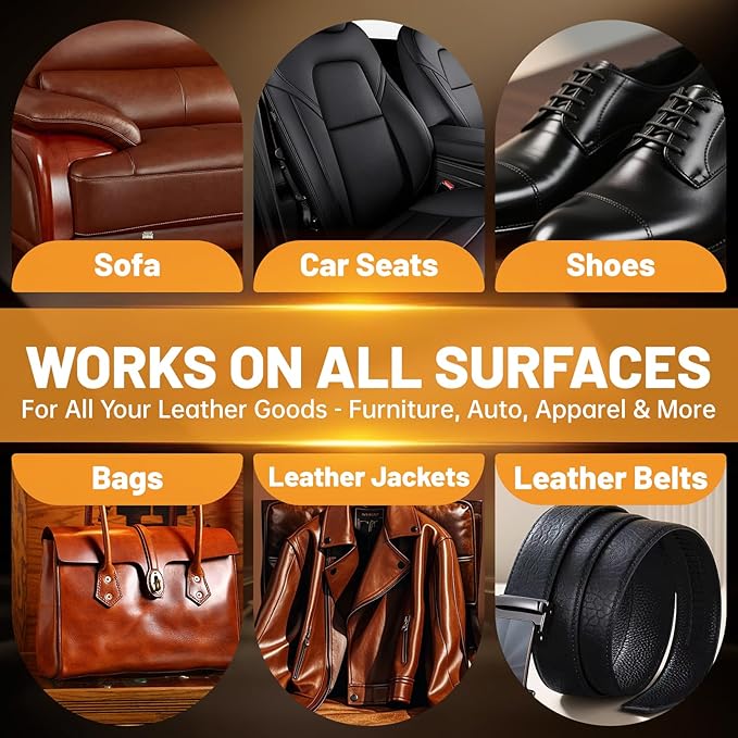 Leather Conditioner & Protector Spray - All-in-One Cleaner, Conditioner for Dry, Stiff Leather - Water Resistant Formula for Car Seats, Furniture, Bags, Boots & Jackets - 6oz (180ml)