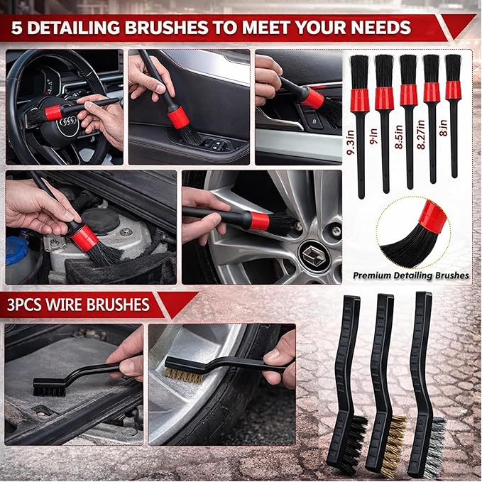 GASLIKE 63PCS Car Wash Cleaning Kit,Car Wash Brush with Long Handle,Car Detailing Kit with Foam Gun,Car Cleaning Supplies,Handheld Vacuum, Car Detailing Kit (63PCS)