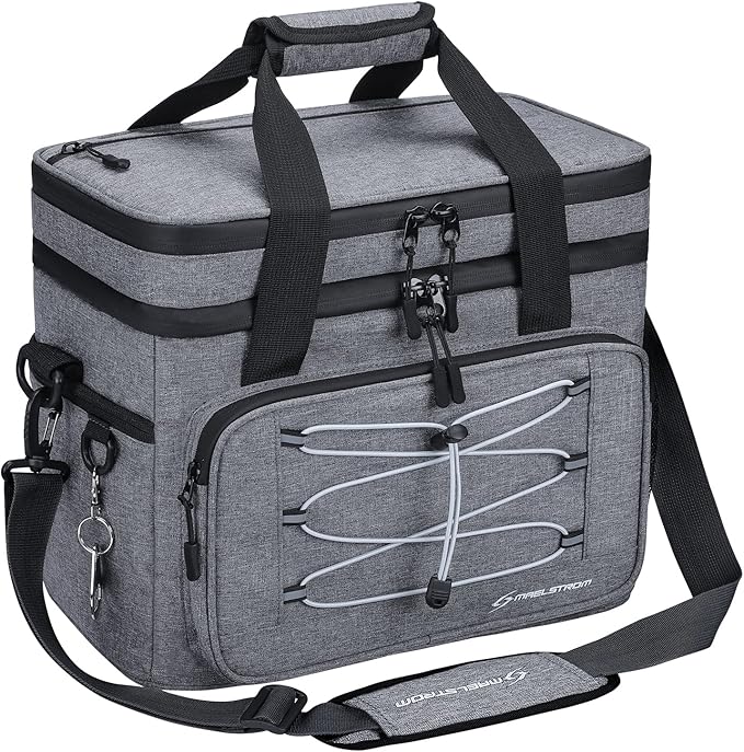 Maelstrom Portable Collapsible Soft Cooler Bag – 24/30/60 Cans Double-Deck Leakproof Ice Chest for Beach, Camping & Grocery