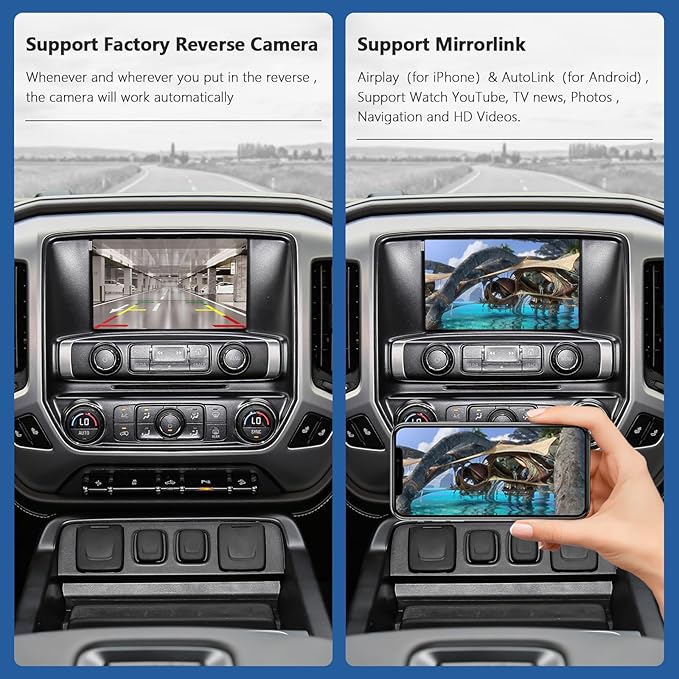Road Top Wireless CarPlay Android Auto Retrofit Kit for GM HMI 2.0 Cadillac Buick Chevrolet GMC 2014–2020 | CarPlay Interface Decoder Box, Support MirrorLink, Reverse Camera, Navigation