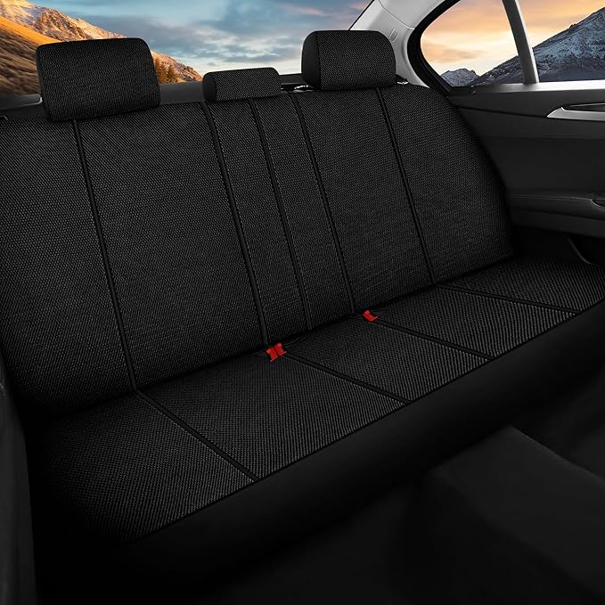 Breathable Premium Car Seat Covers Full Set，3D Air-Mesh Seat Covers for Cars，Comfortable Safety Airbag Compatible，Universal for Most Cars Sedan Truck SUV(Black)