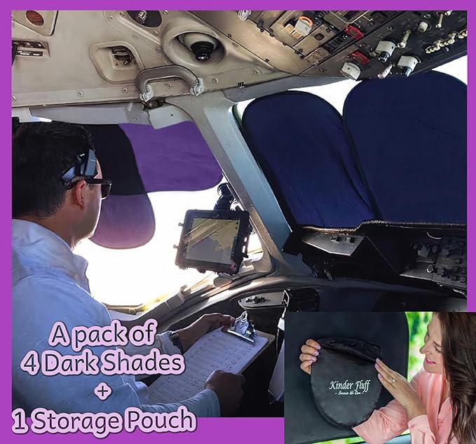 Car Window Shades - Certified 99.79% UVA & 99.95% UVB Sun Protection. Award Winning car Sun Shade for Side Windows. 4 Pack Semi Transparent 22" x 14" - Car Accessories Interior by Kinder Fluff