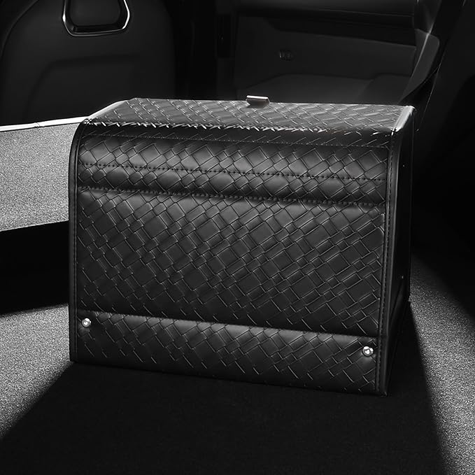 Trunk Organizer for suv,car storage organizer,lid Box,PU Leather & PP Honeycomb Board,Fixed with screws extremely sturdy,Collapsible and Adjustable,15''L x 13''W x 12.4''H,2K inches³(size B)