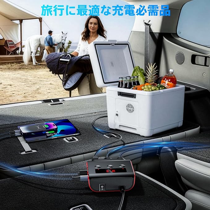 7 in 1 Cigarette Lighter Splitter, SONRU 3 Sockets Cigarette Lighter Splitter with PD Ports 3 Fast Charging USB Ports, 120W 12V/24V DC Independent Power Switches & LED Voltage Display