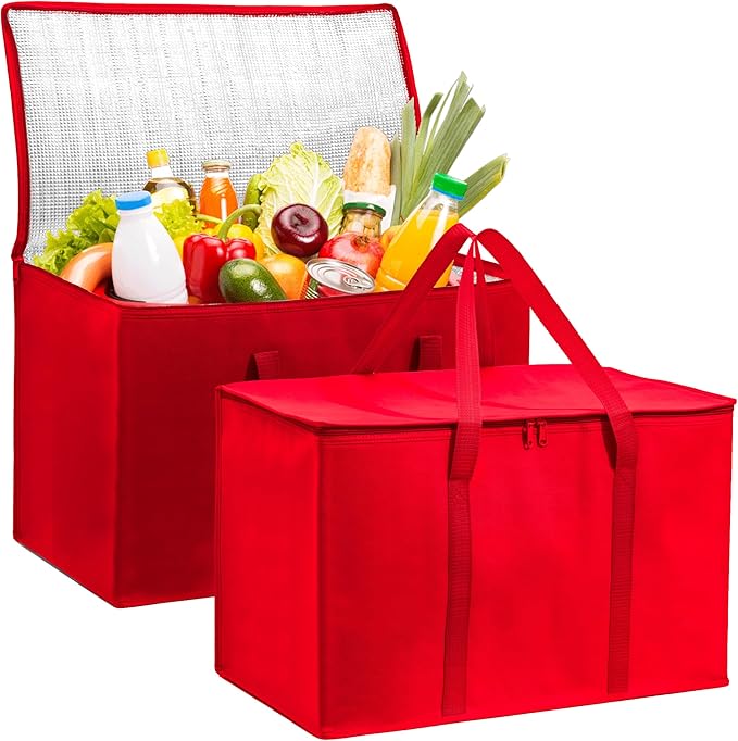 Carrywell (Not Made In China) Insulated Food Delivery and Catering Bags, XXXL Pizza Delivery and Reusable Warming Bag, Thermal Insulation Tote for Hot and Cold Food, Doordash