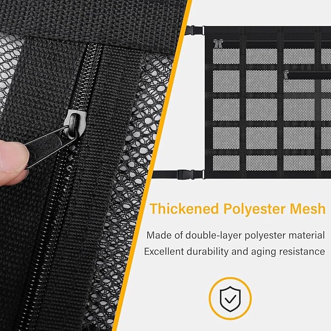 Upgrade Car Ceiling Cargo Net Pocket with Zip,Double Layers+Avoid Sagging Roof Cargo Bag for Toy,Quilts,Tickets,Universal Road Trip Essentials Car Organizers and Storage for Truck SUV